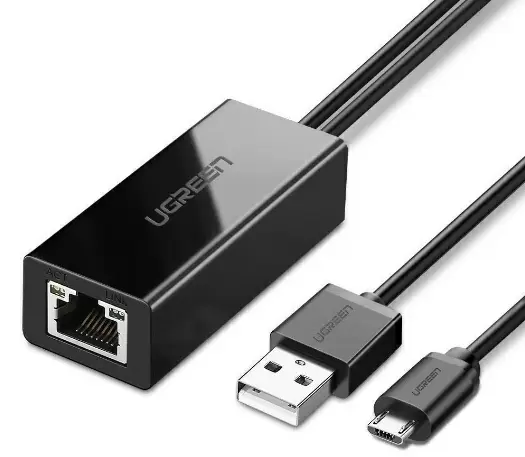 Переходник Ugreen Micro USB to Ethernet, черный