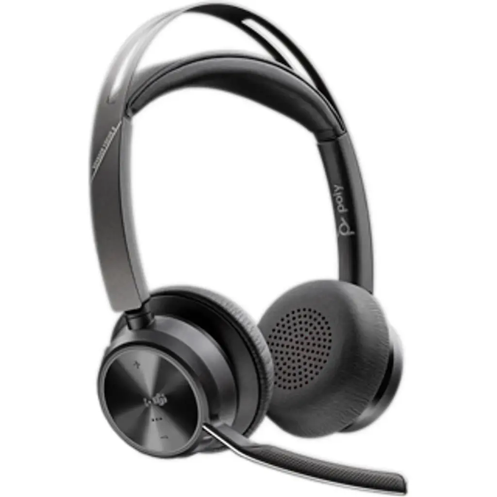 Căşti Poly Voyager Focus 2 Microsoft Teams Certified USB-C-C Headset +USB-C/A Adapter +Charging Stand, negru