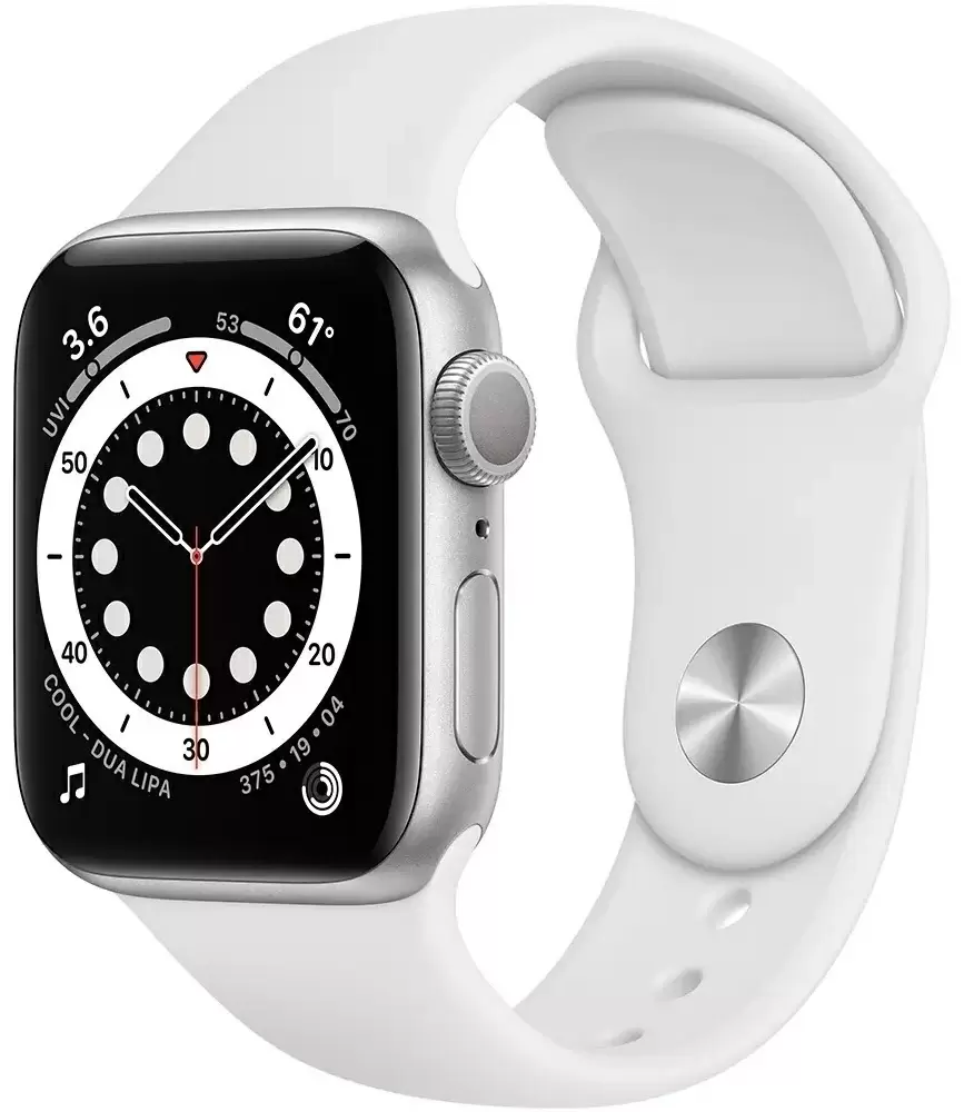 Умные часы Apple Watch Series 6 40мм, корпус из алюминия серебристого цвета, спортивный ремешок