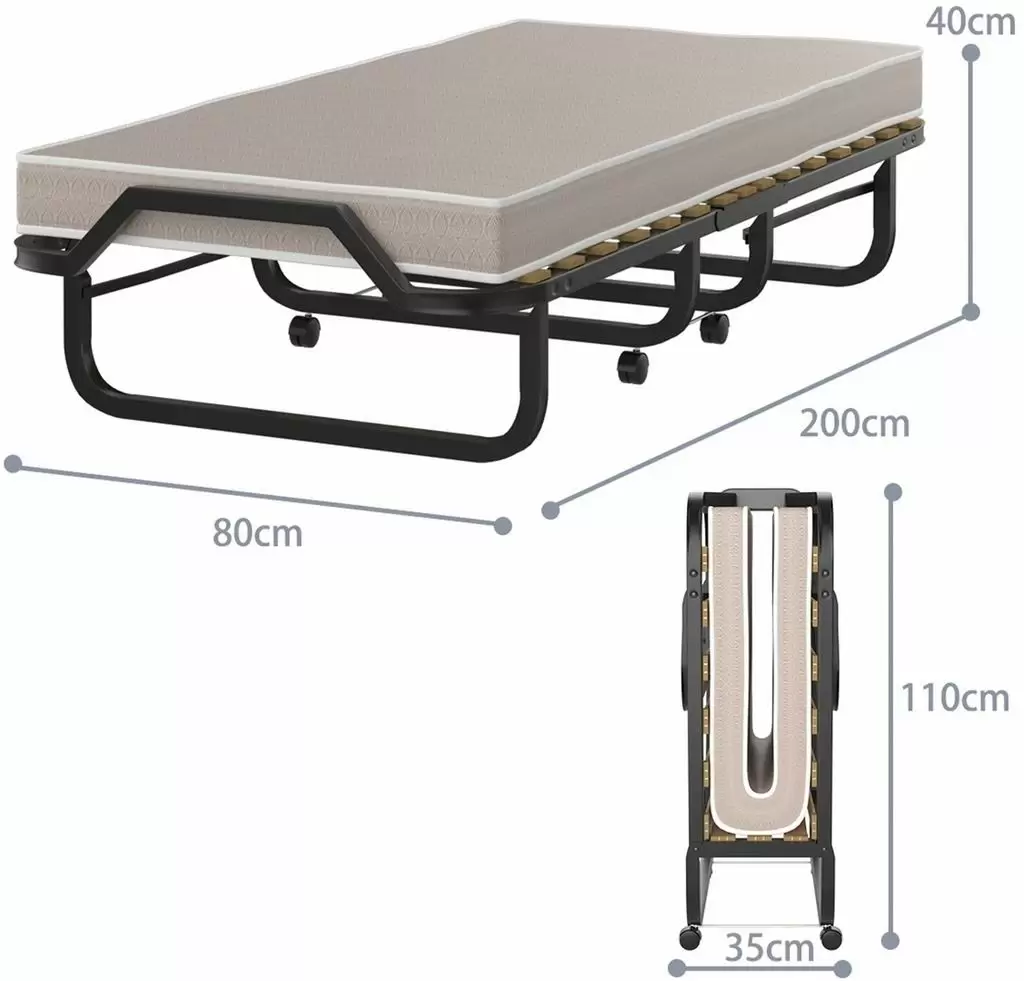 Pat pliabil Costway HW69449, bej/negru