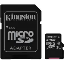 Card de memorie flash Kingston MicroSDXC Class 10 UHS-I + SD adapter, 64GB
