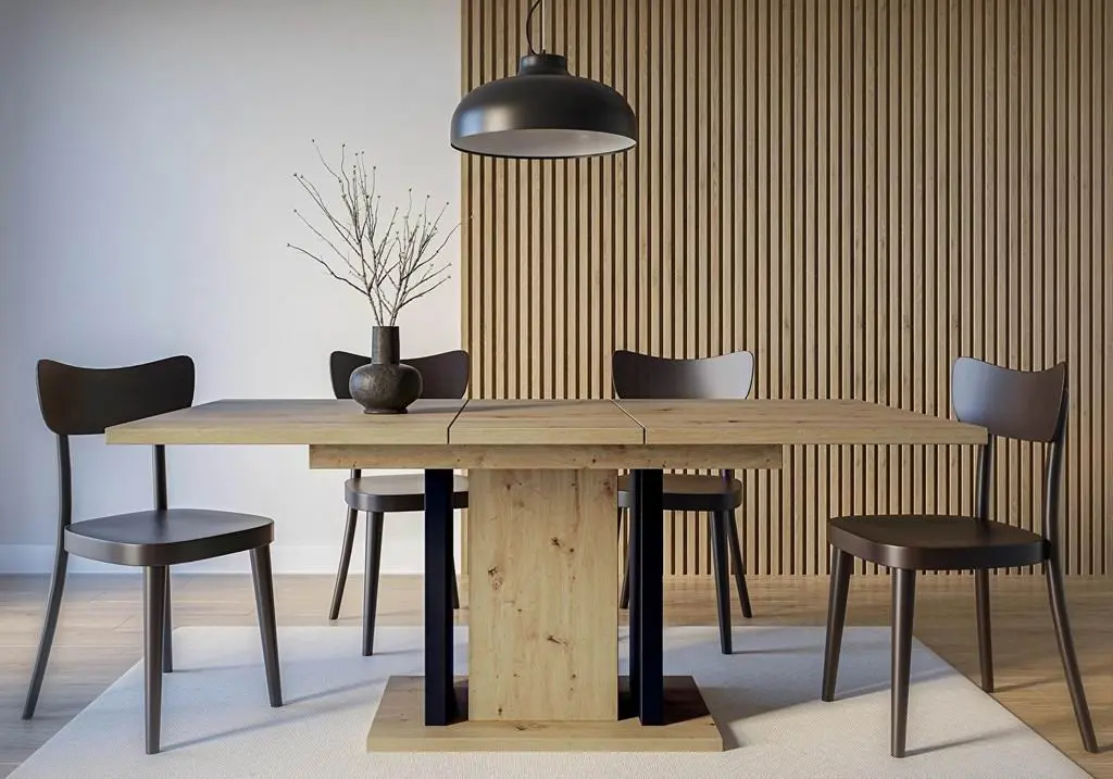 Masă Prospero Wood, stejar artizanat/negru