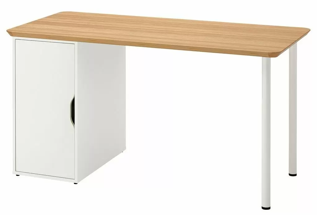 Masă de birou IKEA Anfallare/Alex 140x65cm, bambus/alb