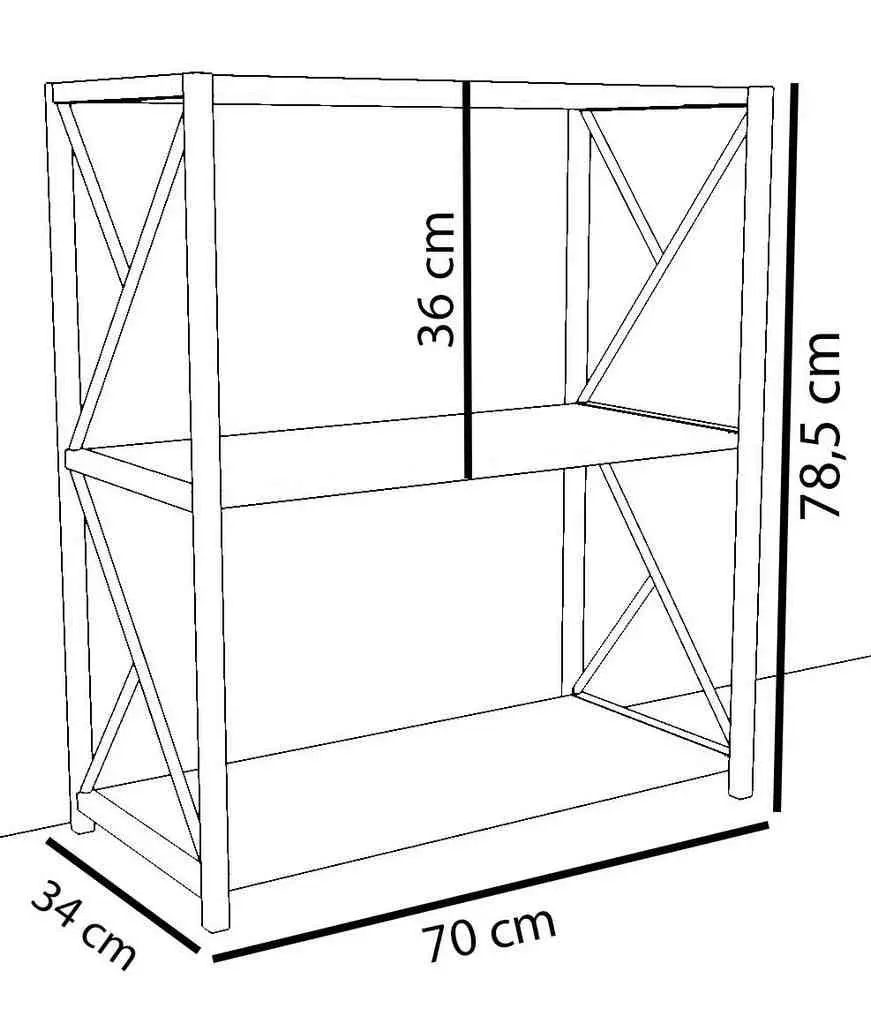 Стеллаж Remaks 3 Shelf Metal Oak, дуб