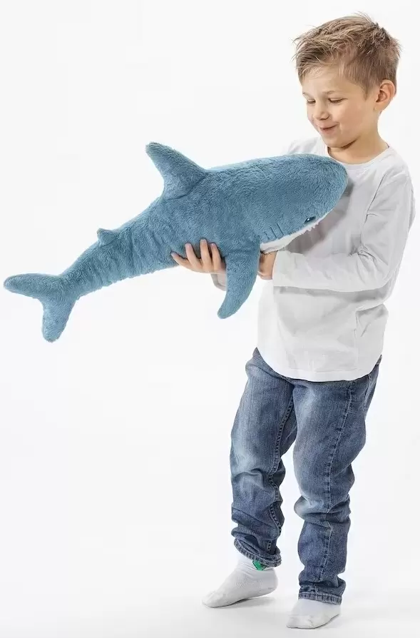Jucărie de pluș IKEA Blahaj Pui de rechin 55cm, alb/albastru