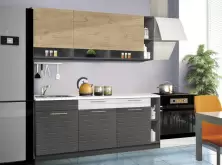 Bucătărie Modern Monro 2.0m, craft stejar auriu/alb lucios/asfalt