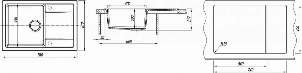 Chiuvetă de bucătărie Dr.Gans Tehno 760, gri