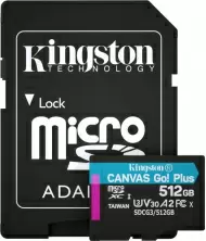 Карта памяти Kingston Canvas Go! Plus microSD Class10 UHS-I U3, 512ГБ