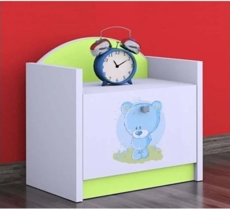 Тумба прикроватная Happy Babies Happy SZN02 Bear, белый/пастельно-зеленый на tehnoparc.md Тумба прикроватная Happy Babies Happy SZN02 Bear, белый/пастельно-зеленый