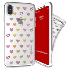 Чехол I-Paint Trendy Soft IPhone X Hearts, прозрачный
