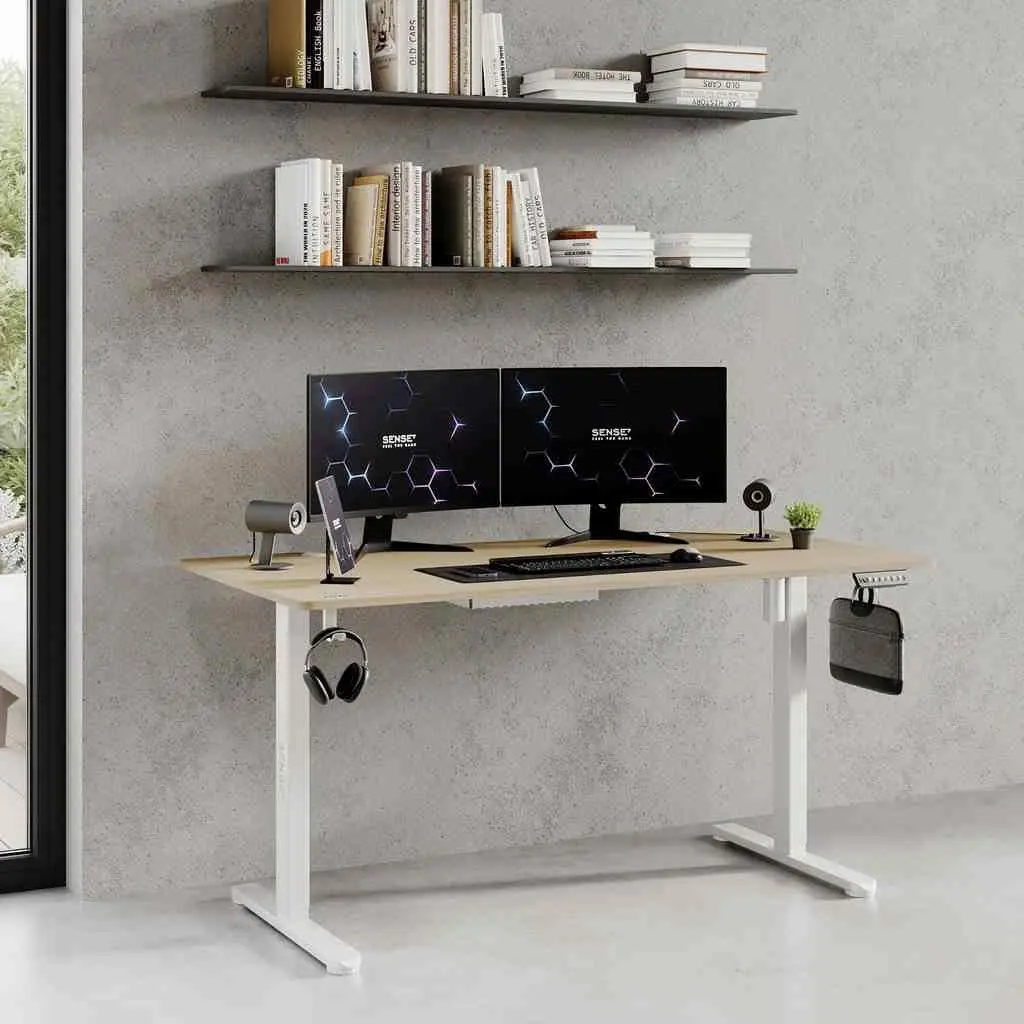 Masă de birou SENSE7 Nojo 140x70, pin alb