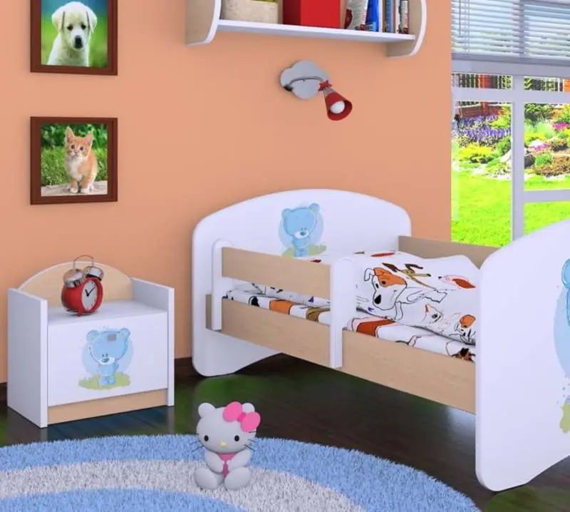 Тумба прикроватная Happy Babies Happy SZN02 Bear, белый/светлая груша на tehnoparc.md Тумба прикроватная Happy Babies Happy SZN02 Bear, белый/светлая груша