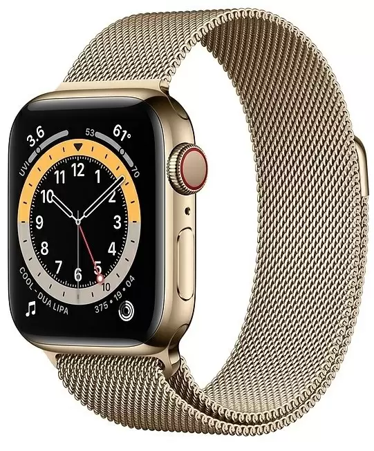 Smartwatch Apple Watch Series 6 + Cellular 40mm, carcasă din oțel auriu, curea tip sport