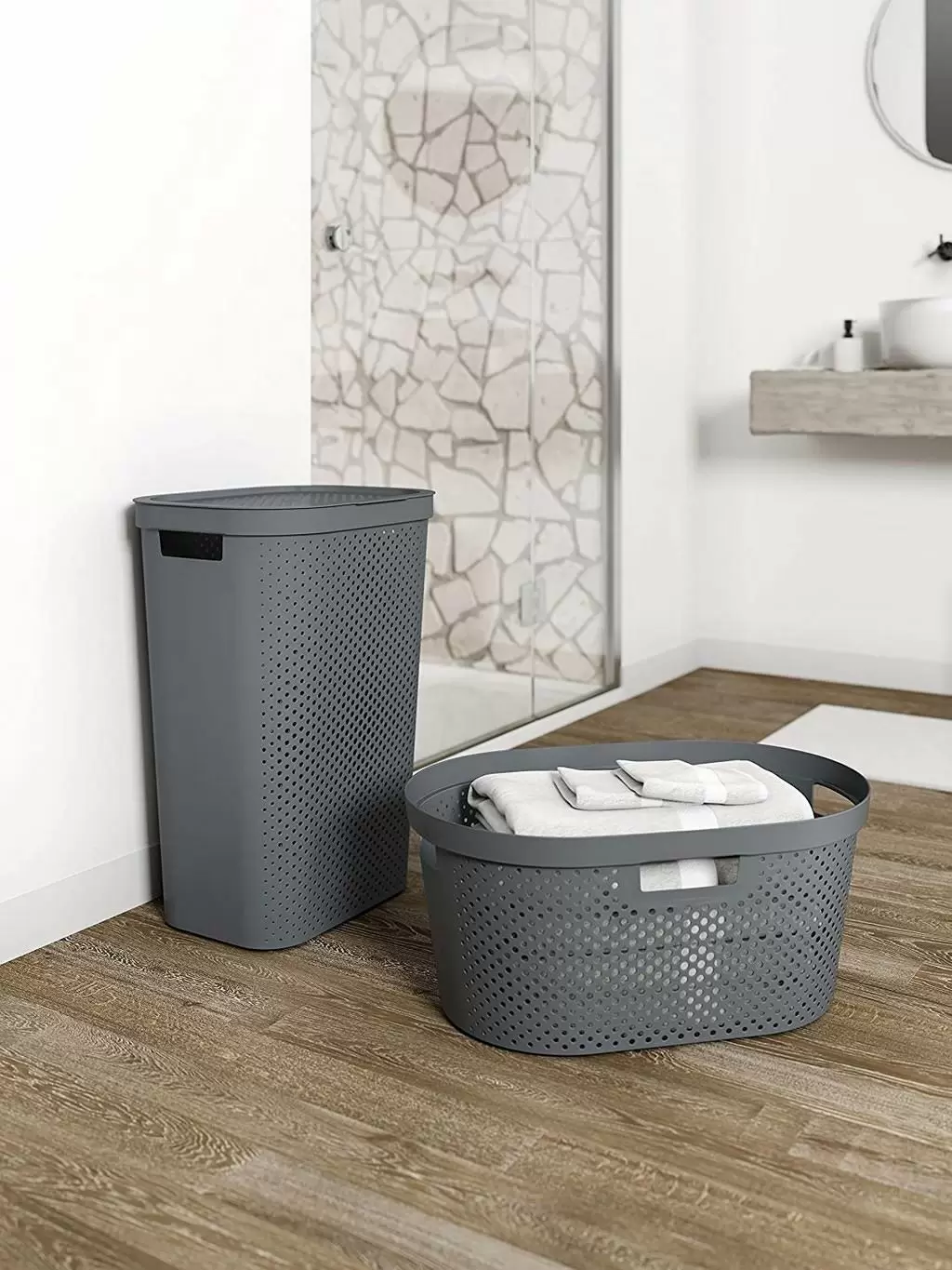 Coș pentru rufe Curver Infinity Recycled 60L, antracit