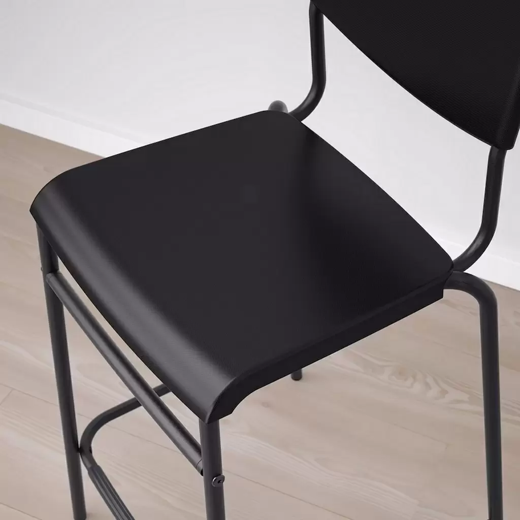 Scaun pentru bar IKEA Stig 63cm, negru/negru