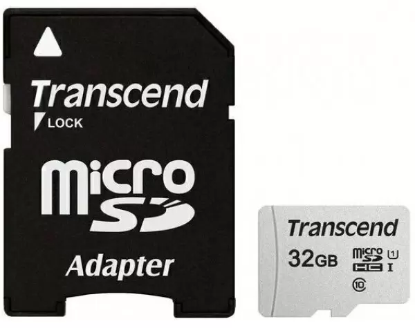 Карта памяти Transcend microSDXC 350V + SD adapter, 32GB