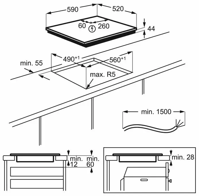 Plită incorporabilă cu inducție Electrolux EIV63440BW, alb