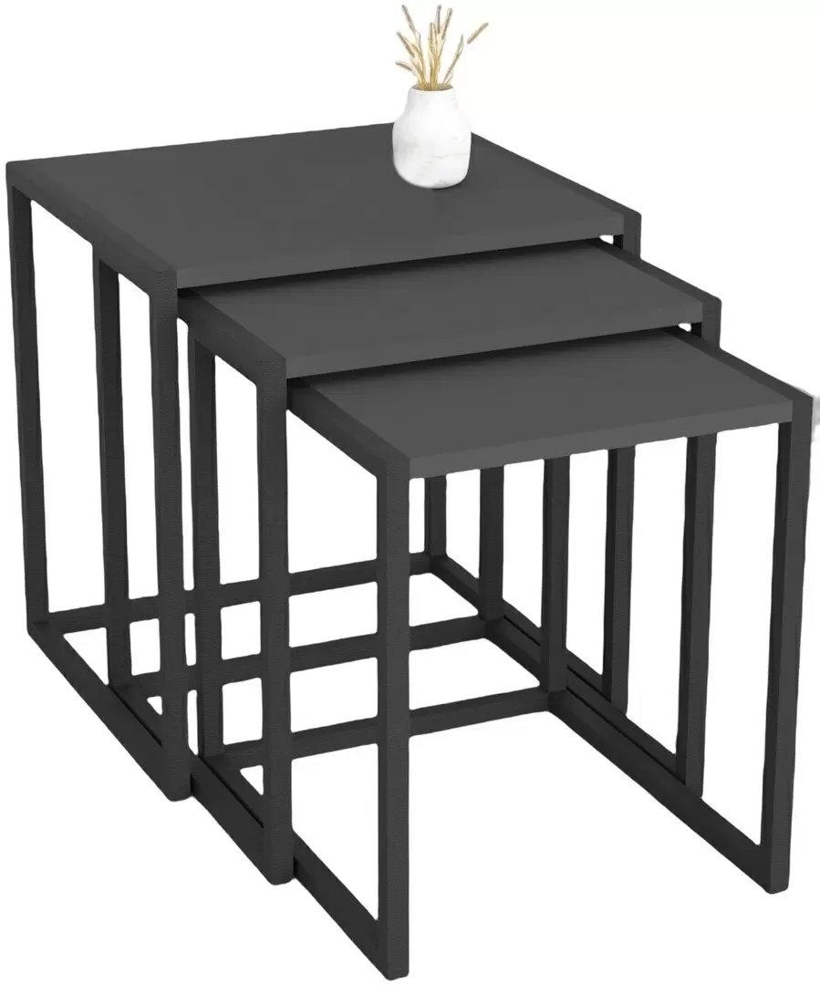 Set măsuțe cafea Fabulous Metal Nesting, antracit/negru