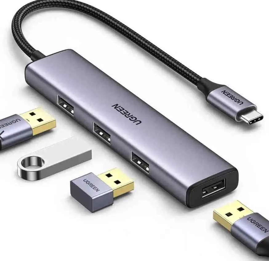 Разветвитель Ugreen 4in1 Type-C Hub, серый