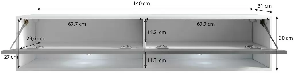 Tumbă pentru TV Bratex Lowboard A 140, alb/alb lucios