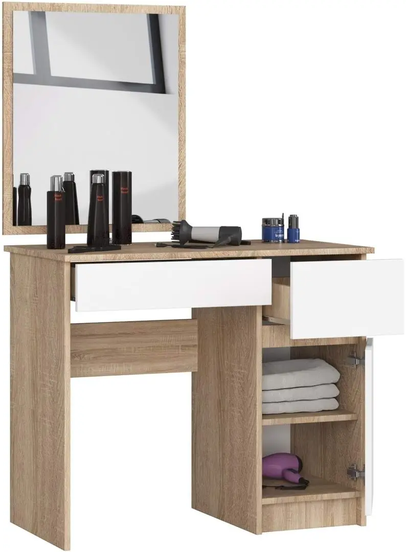 Masă de toaletă Akord P-2/SL 500x600cm Right, stejar sonoma/alb