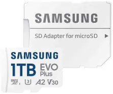 Card de memorie flash Samsung MicroSD EVO Plus 1TB Class 10 UHS-I U3 + SD adapter pe tehnoparc.md Card de memorie flash Samsung MicroSD EVO Plus 1TB Class 10 UHS-I U3 + SD adapter