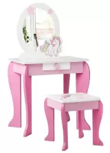 Детский туалетный столик Costway HW66654PI, белый/розовый