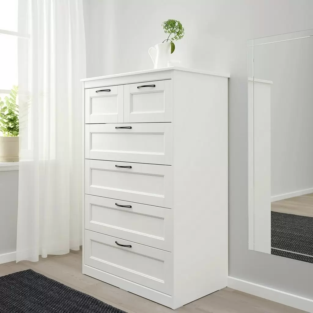 Comodă IKEA Songesand 6 sertare 82x126cm, alb