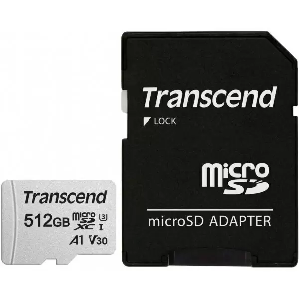 Карта памяти Transcend microSDXC 300S + SD adapter, 512GB