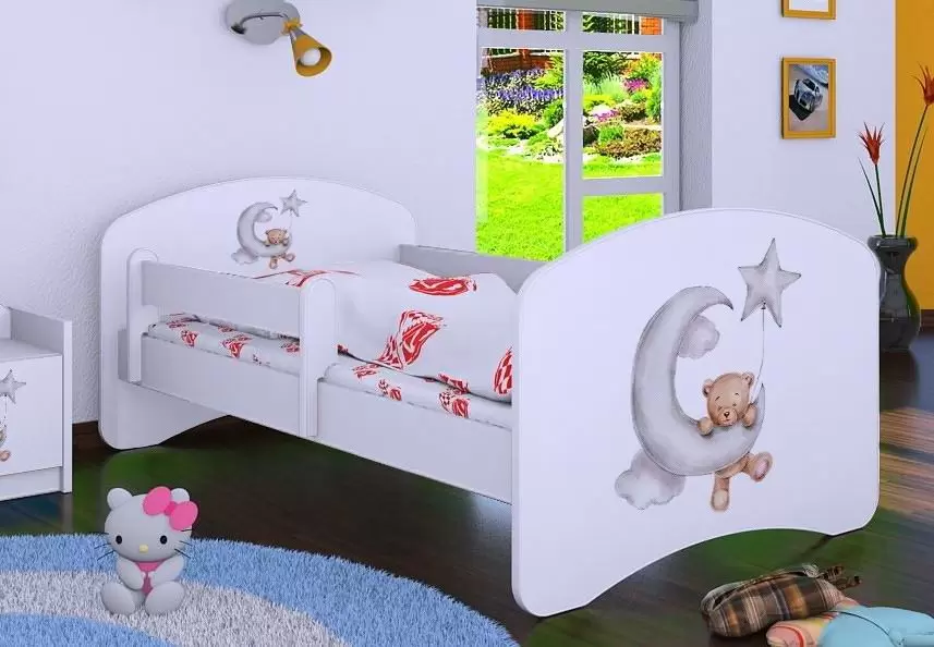 Детская кровать Happy Babies Happy Bear and Moon L03 80x160см, белый