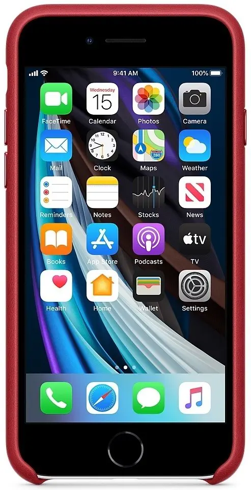 Чехол Apple iPhone SE 2020 Leather Case, красный
