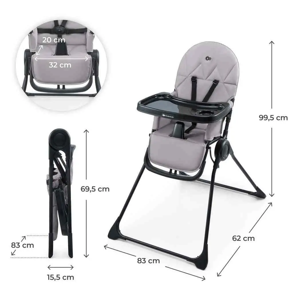 Стульчик для кормления KinderKraft Binci, серый