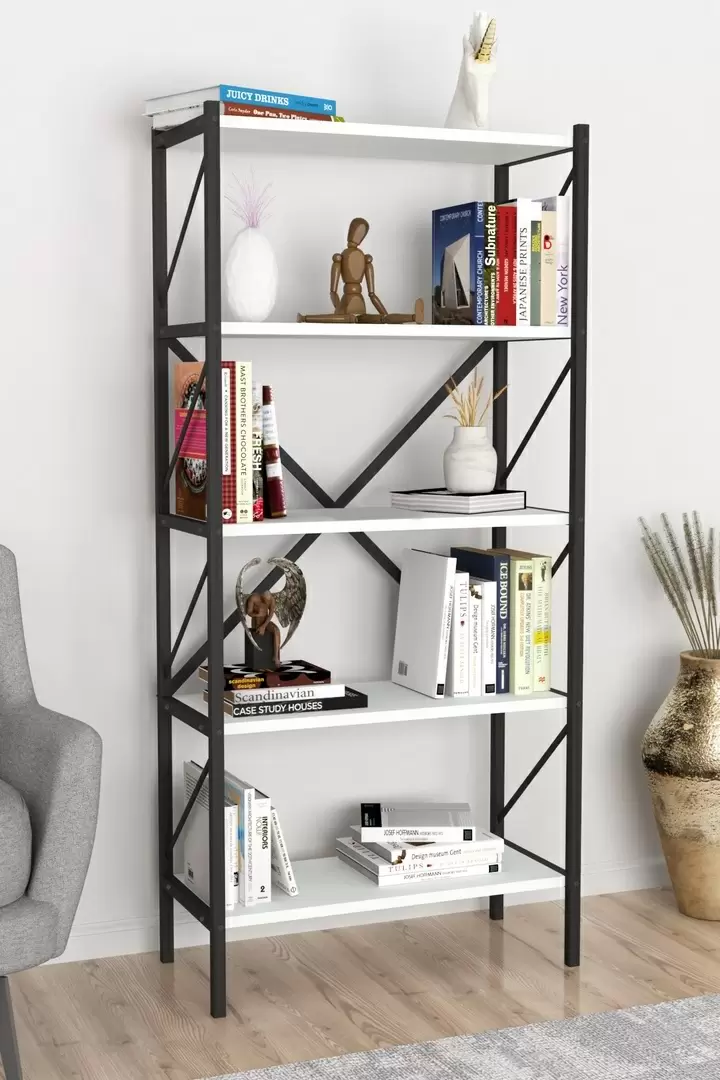 Etajeră Fabulous Shelves Metal 5 secțiuni, alb/negru