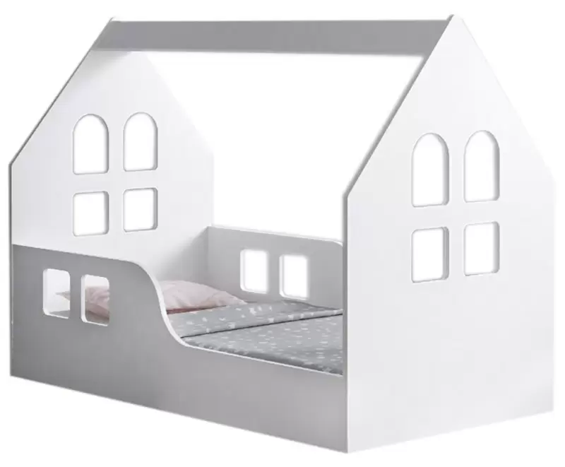 Детская кровать Happy Babies House Windows L01 70x140см, белый