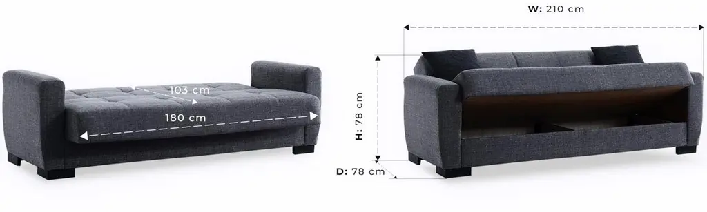 Canapea Fabulous Baran 3-locuri 50-002, gri închis
