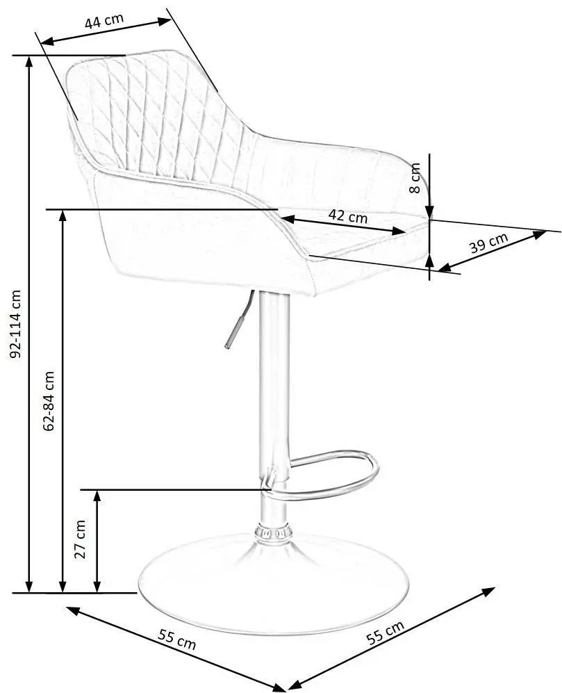 Scaun pentru bar Halmar H103, gri/negru