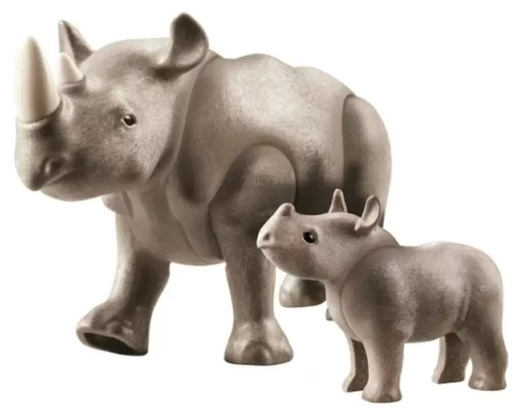 Set jucării Playmobil Rhino with Calf