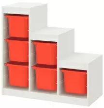 Etajeră cu containere IKEA Trofast 99x44x94cm, alb/portocaliu