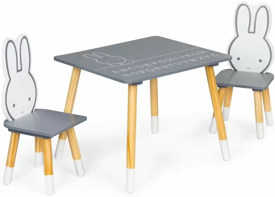 Набор столик + 2 стульчика Ecotoys WH141, серый/белый