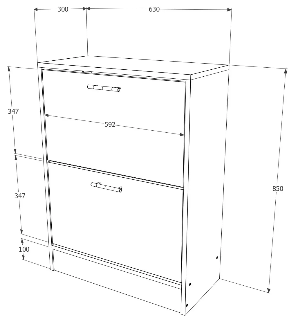 Dulap pentru încălțăminte Haaus 2U 63x30x85cm, wenge