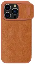 Чехол Nillkin Apple iPhone 15 Pro Qin Pro, коричневый
