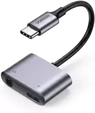 Разветвитель Ugreen USB-C to 3.5mm Audio Adapter with PD, черный