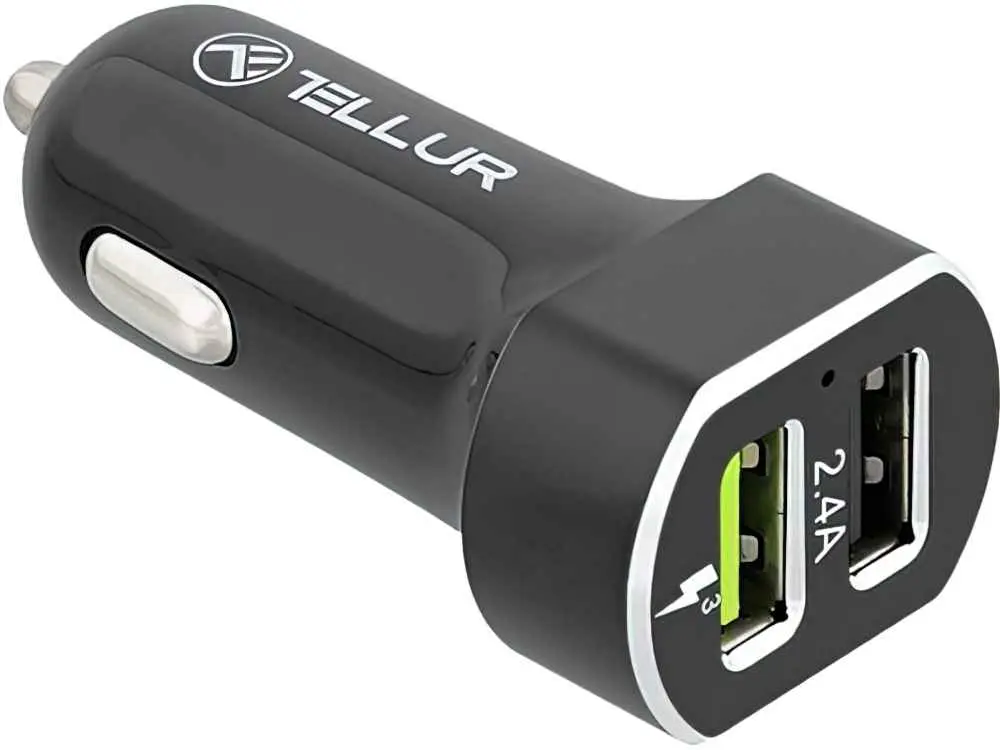 Автомобильная зарядка Tellur Dual USB 5.4A, черный на tehnoparc.md Автомобильная зарядка Tellur Dual USB 5.4A, черный