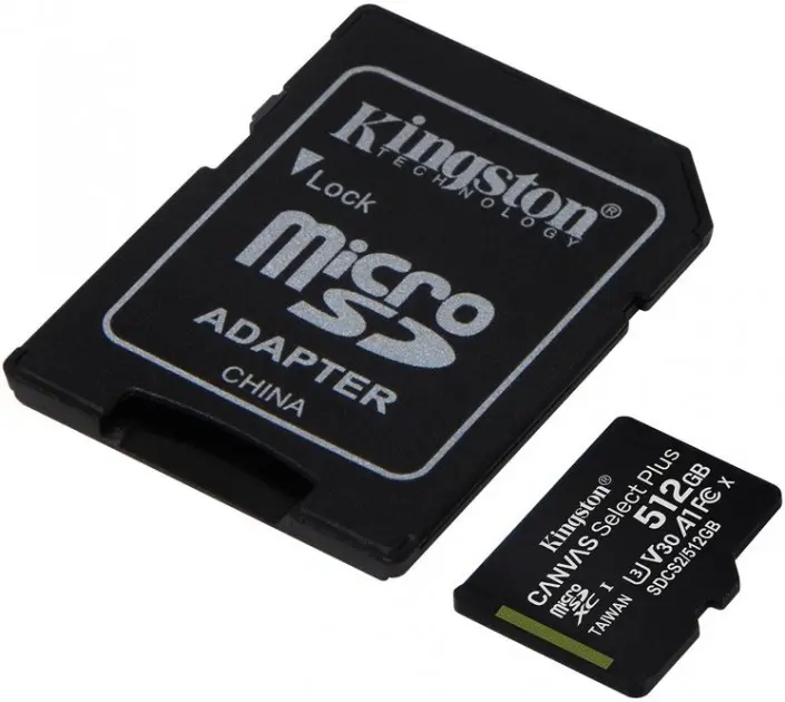 Card de memorie flash Kingston microSDXC Canvas Select Plus + SD adapter, 512GB pe tehnoparc.md Card de memorie flash Kingston microSDXC Canvas Select Plus + SD adapter, 512GB