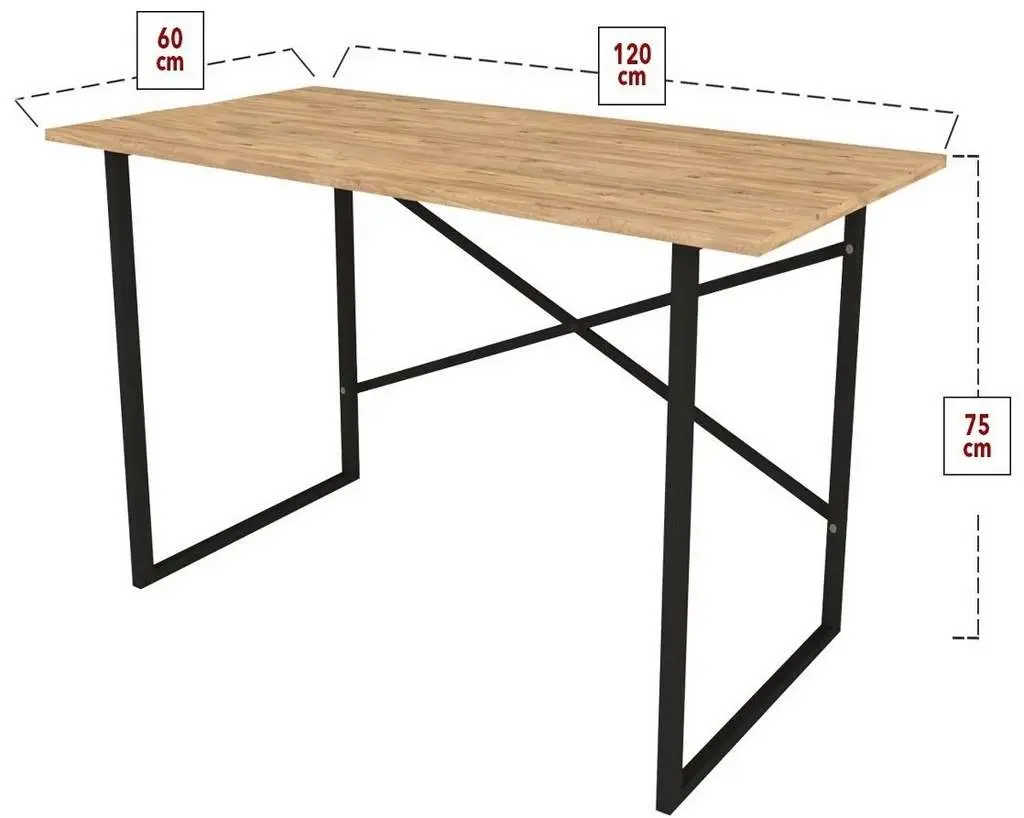 Masă de birou Fabulous 60x120cm, pin/negru