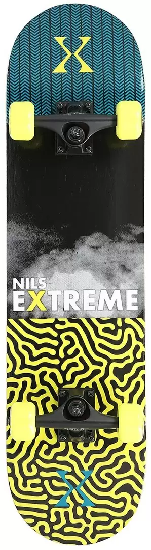 Скейтборд Nils Extreme Brain CR3108SA, желтый/черный