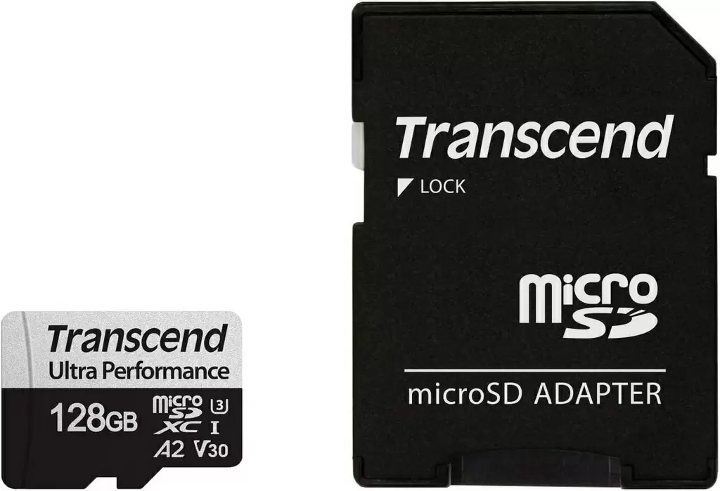 Карта памяти Transcend microSDXC 340S + SD adapter, 128GB