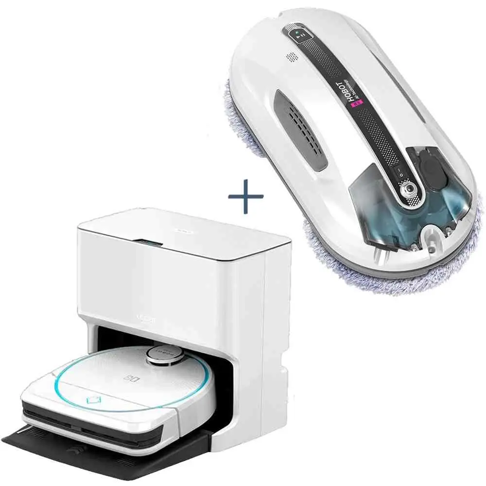 Robot de aspirare + robot pentru curățarea ferestrelor Hobot Legee D8 + Legee LuLu + Robot R3, alb