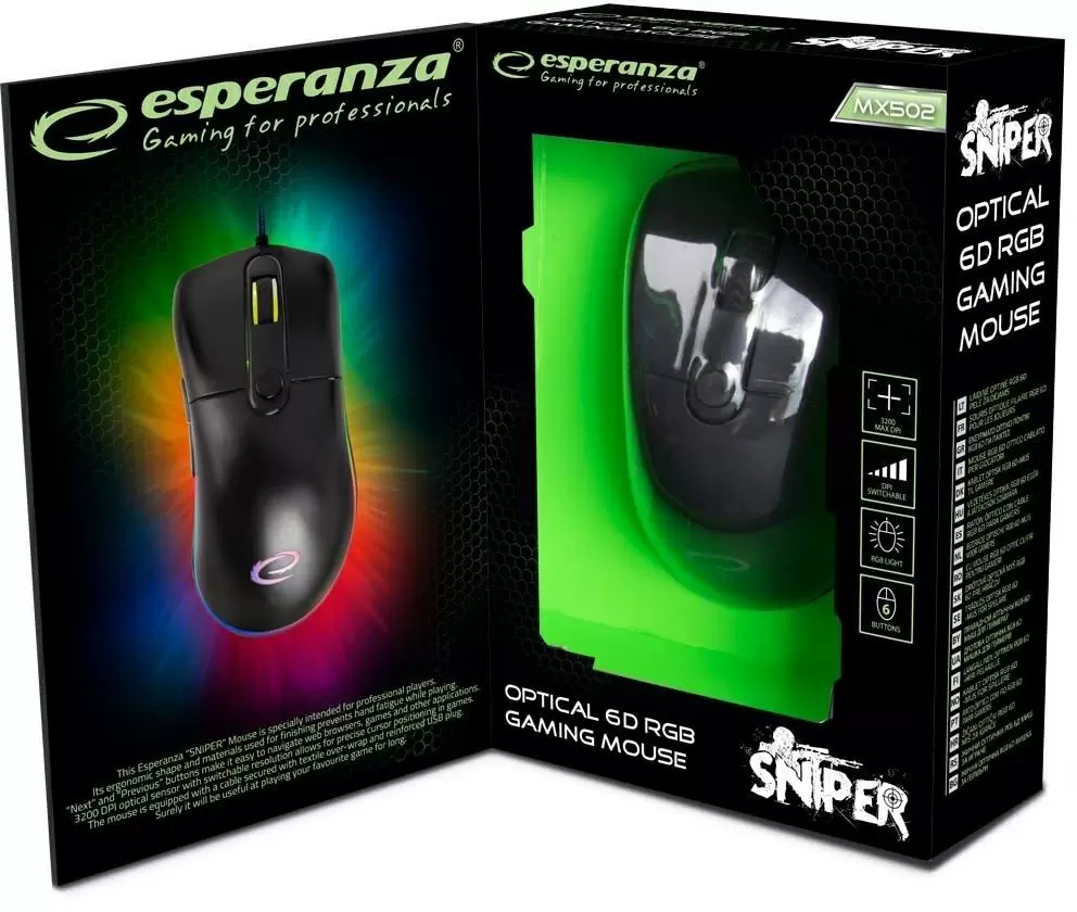 Mouse Esperanza MX502 Sniper, negru
