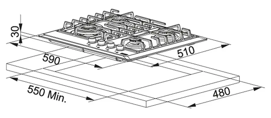 Газовая панель Franke FHM 604 3G TC SH E, бежевый